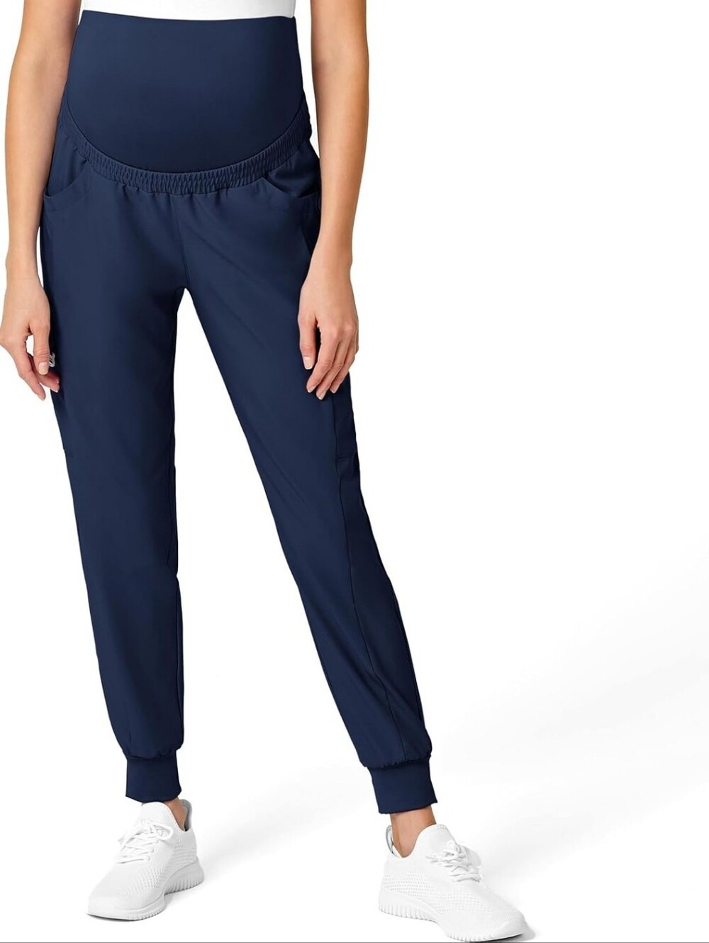 WonderWink Navy Maternity Jogger Pants with Support Panel - Picture 5 of 16